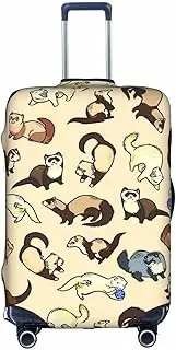 [FSCEV] Hairy Ferret Trolley Suitcase Protective Cover Business Travel Luggage Protector Fashion 18-32 Inches, White, M