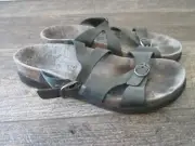 Mephisto Hannel green gray Leather Two Strap Cork Footbed Sandal 38 US 8