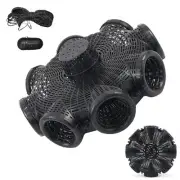 8 Hole Fishing Bait Trap Crab Net Crawdad Shrimp Cast Dip Cage Fish Minnow