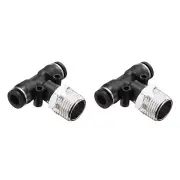 2pcs Male Branch Tee 1/4" Tube OD x 3/8" NPT Thread PT1/4-N03, Black