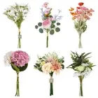 Artificial Flowers Bunch Rose Long Stem Native Fake Bouquet Home Wedding Decor