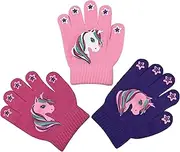 [N'Ice Caps] Girls Magic Stretch Gloves 3 Pair Pack Assortment