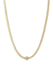 Ettika Initial Herringbone Chain Necklace in 18K Gold Plated, 12