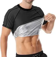 Men's sauna suit vest, compression sweat shapewear, slimming shirt for gym, running, fitness,Gray,Medium