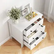 Costway3 Chest of Drawers Nightstand for Bedroom-White