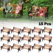 187 Scale Model Train Park Seating Set of 15 Bench Chairs for HO Scale Layouts