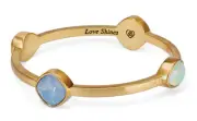 Brighton Brushed Gold Blue Tones Crystal Mercury Bangle Stackable Bracelet New