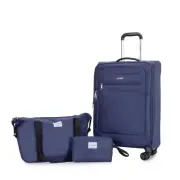 3Pc 18Inch Softside Luggage Spinner Suitcase Travel Toiletry Bag Set Lightweight
