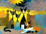 Art Mural Ceramic Cat Bath Backsplash Tile #64