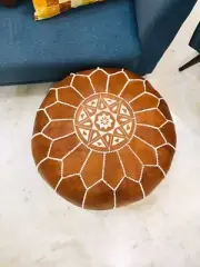 New Branded Leather Moroccan Boho Pouffe Footstool Handmade