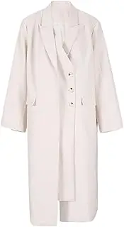 [Generic] Women's Irregular Splicing Double-Layer Oversized Trench Coat with Lapel and Long Sleeved Casual Loose Trench Coat Jacket