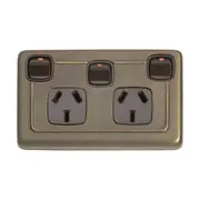 5847 Socket Flat Plate Rocker Double With Switch Brown Antique Brass H