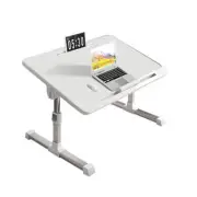 NNEAGS 60X40cm White Small Laptop Bed Portable Foldable Study Table Adjustable