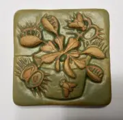 Venus Flytrap 4x4 Stoneware Art Tile By Gretchen Kramp