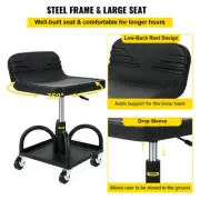 Adjustable Rolling Garage Stool 300LB Mechanic Workshop Seat with Wheels