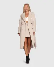 [Belle & Bloom] Real Love Wool Blend Double Breasted Maxi Coat- Pearl