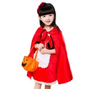 5pcs/set Kids Adults Cosplay Party Little Red Riding Hood Girl Dress+apron+cloak+headband+pumpkin Bag Set - 1-2 Years