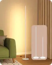 LED Corner Floor Lamp, 57.5" Minimalist Dimmable Sleek Light, Adjustable White