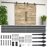 Sliding Door Hardware Kit 2x183 cm Steel Black vidaXL