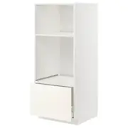 METOD / MAXIMERA high cab for oven/micro w drawer, white/Vallstena white, 60x60x140 cm