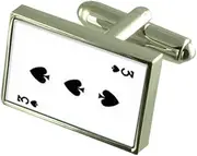 [Select Gifts] Spique Card Game Number 3 Cufflinks Tie Crystal Bar Box Engraved Set