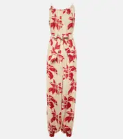 [Loro Piana] Loro Piana Cristina floral linen jumpsuit AU 14 beige