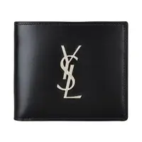 在飛比找momo購物網優惠-【YSL】YSL Monogram銀字LOGO小牛皮8卡對折