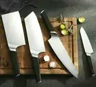 Chef Utility Cleaver Nakiri Knife Set Stainless Steel Wood Handle Slicing Paring