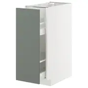 METOD / MAXIMERA base cabinet/pull-out int fittings, white/Nickebo matt grey-green, 30x60x80 cm