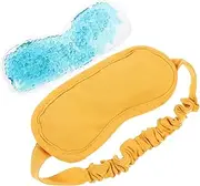 PEPLAYTAL 1 Set Elastic Sleeping Eye Mask with Gel Pack Soft Portable Eye Shade for Travel Napping Sleeping Blocks Light for Home Airplane Camping Yellow