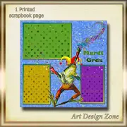 Mardi Gras Whimsical Celebration Frog Scrapbook Page