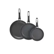 3-Piece Micro-Divot Nonstick Aluminum Fry Pan Set with Silicone Handles, Incl...