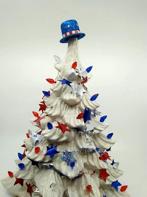 50 Twist Lights bulbs w Hat Star Topper & Garland for Ceramic Christmas Tree