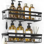 WOWBOX Shower Caddies 2 Pack - Adhesive Hanging Shelf Standard, Black