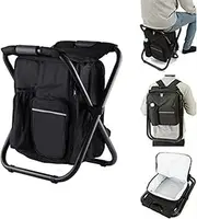 Cywaai Backpack Cooler Chair, Portable Backpack Seat, Folding Portable Seat, Large Capacity Bag, Outdoor Camping Stool Travel, Beach, Hiking, Picnic, Hunting, Fishing Gear(Black)