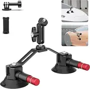 NEEWER Dual Suction Cup Car Mount Kit with 360° Ball Head Magic Arm, Quick Release Air Pump Vacuum Camera Mount with Phone Holder & Action Camera Adapter Compatible with GoPro Insta360 DJI OSMO, CA066