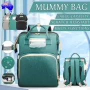Multi-Function Baby Diaper Backpack Folding Bed Nappy Mummy Changing Bag AU