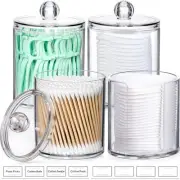 Aozita 4 Pcs, Acrylic Qtip Holder Dispenser For Cotton Swab, Ball, Rou