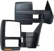 Pair Towing Mirrors Power Heated Defrost with Signal Light Manual Controlling Folding Compatible for 2004-2014 Ford F150 Car Proudcts