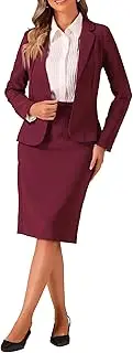 Allegra K Women's St. Patrick's Day Costumes 2 Piece Skirt Suit Set Business Casual Long Sleeve Blazer and Pencil Skirt