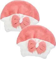 HAPINARY 2pcs Fleece Dry Hair Cap Bath Cap for Girls Hair Care Hair Drying Hat Absorbent Quick Dry