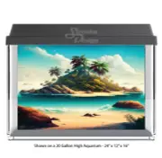 Tropical Island Palm Polyester Fish Tank Glass Backdrop Aquarium Background