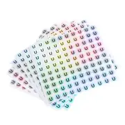 Capital Letter Stickers, Alphabet U Round Self-Adhesive Reflective 15 Sheets