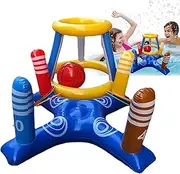 Inflatable Pool Basketball Hoop - Inflatable Basketball Stand Pool Toys - Portable Summer Activity Game for Beach, Backyard, Swimming Pond