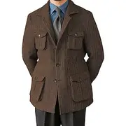 Men's Tweed Blazer Retro Vintage Herringbone Blazer Navy Blue Brown Dark Grey Standard Fit Single Breasted Three-buttons