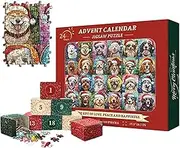 Happy Christmas Dogs Jigsaw Puzzle 1000 Pieces, Countdown Calendar Puzzle Toy, 2024 Christmas Advent Count Down Jigsaw Dog Pattern, Family Game Night Puzzle Toy For Study Room, Nursery, Classroom