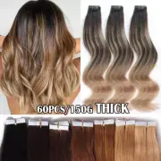 Invisible Skin Weft Real Remy Tape In Human Hair Extensions Full Head Balayage U
