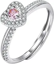 [VOLURE] Finger Joint, Ring Toe Ring,Rings,Jewelry Ring Adjustable Pink Heart-shaped Ring Diamond Opening Rings Girls Adjustable Rings Ages 8-12