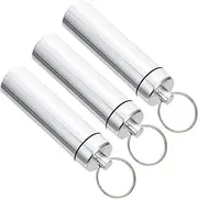LIFKOME 3pcs Portable Aluminum Alloy Sealed Toothpick Cotton Swab Storage Case Keychain Compact Container for Travel Outdoor Everyday Use