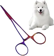 Curved Dog Grooming Scissors - Grooming Trimming Curved Shear - Professional Dog Grooming Hemostat Locking Forceps for Dogs, Puppy, Kitten